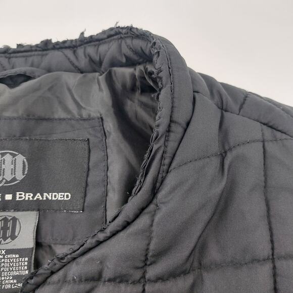 Vtg Makaveli Branded Black Vest Black Puff Size 3X Distroyed - Picture 15 of 16